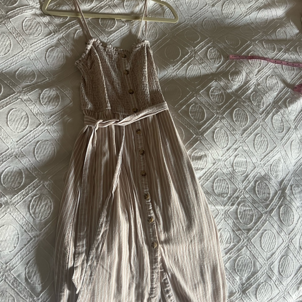 Abercrombie & Fitch Beige Striped Midi Dress